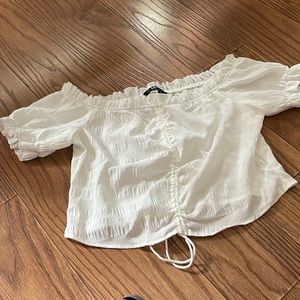 Shein white cropped blouse